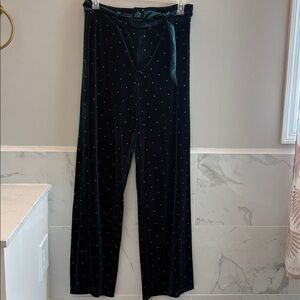 Cider Dark Green Velvet Pants with glitter Details